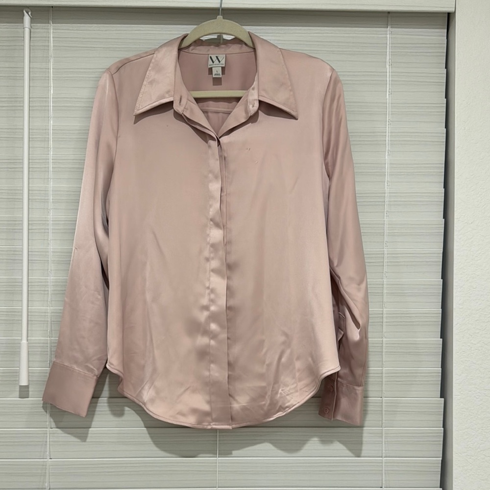 Pink Button-Up Blouse